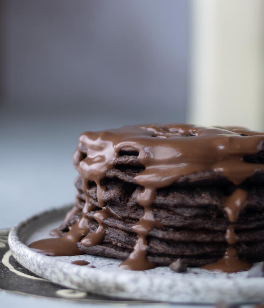 chocolate vegan protein pancakes