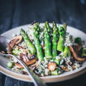 asparagus and mushroom risotto