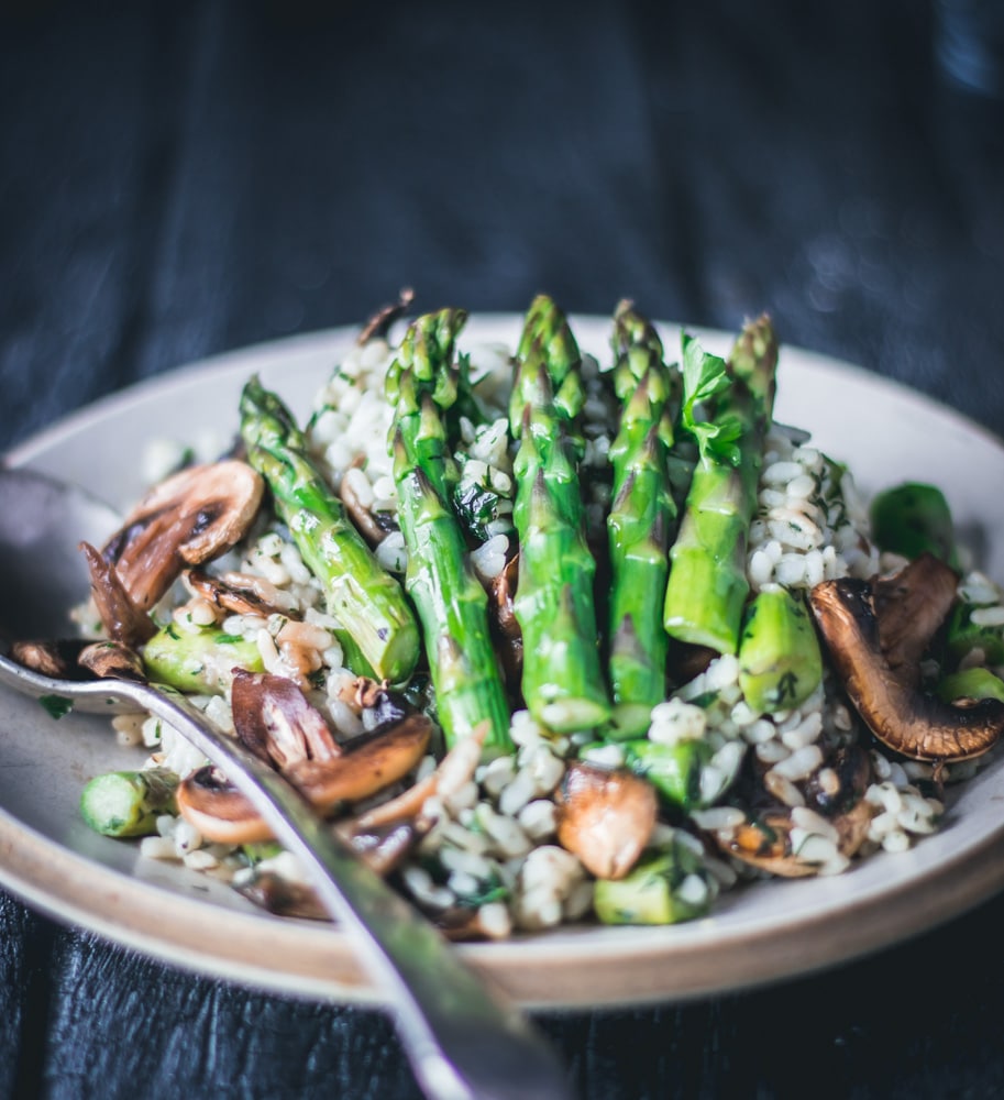 Your best Vegan asparagus and mushroom risotto
