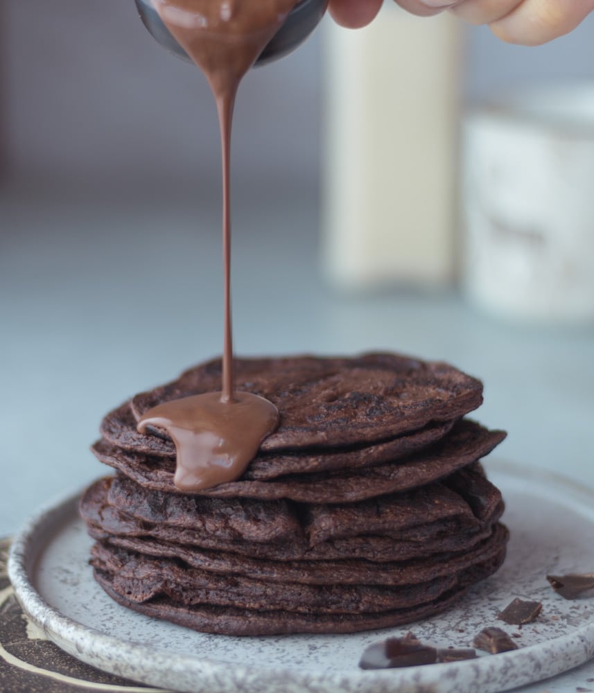 chocolate vegan protein pancakes